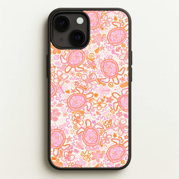 Coral Turtle Doodles Phone Case - iPhone 13 Mini / Standard