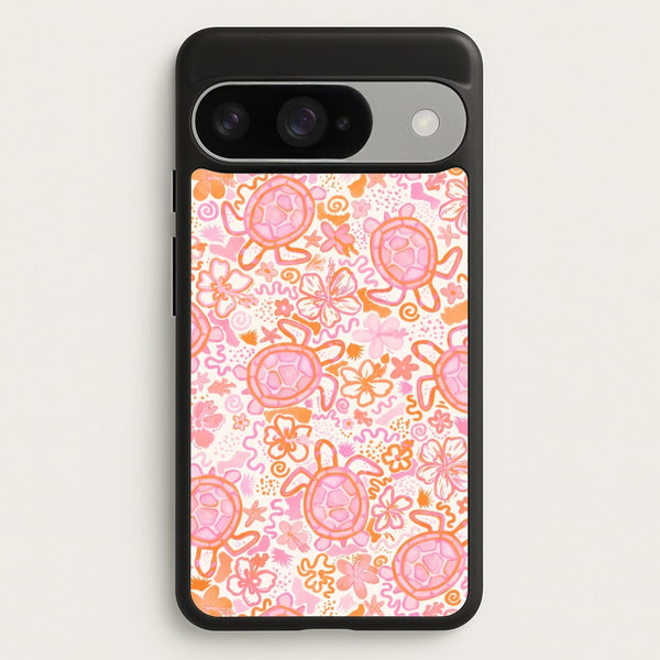 Coral Turtle Doodles Phone Case - Google Pixel 10 / 10 Pro / Standard
