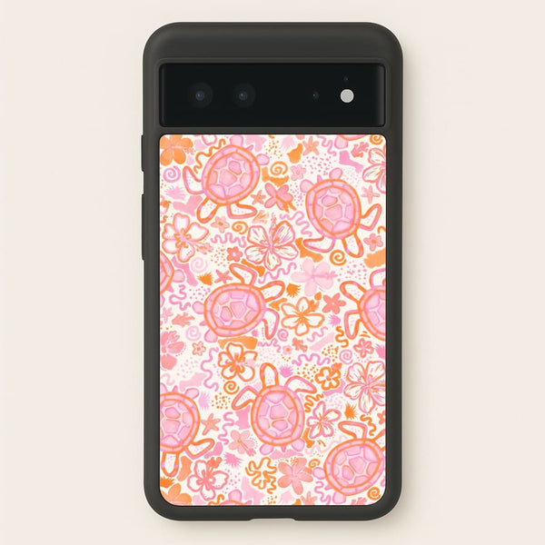 Coral Turtle Doodles Phone Case - Google Pixel 6 / Standard
