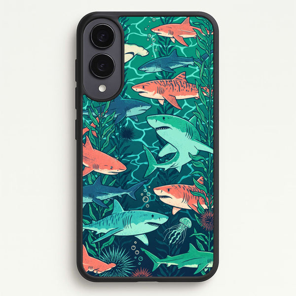Retro Sharks Phone Case - Galaxy S25 Edge / Standard
