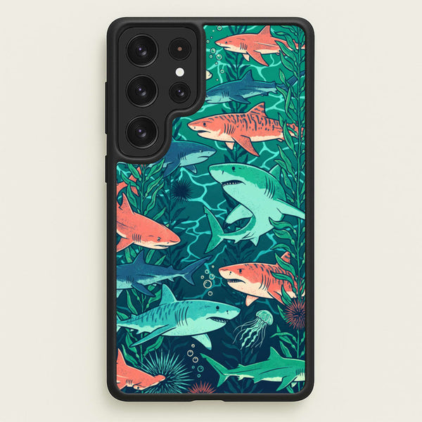 Retro Sharks Phone Case - Galaxy S23 Ultra / Standard