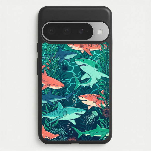 Retro Sharks Phone Case - Google Pixel 10 Pro XL / Standard