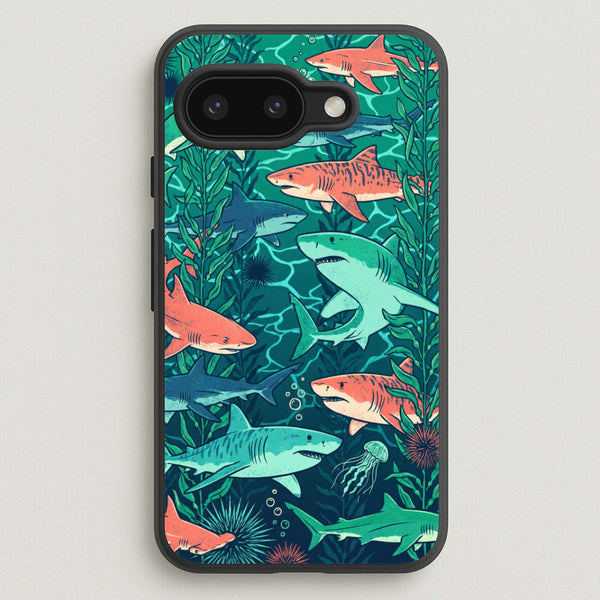 Retro Sharks Phone Case - Google Pixel 9a / Standard