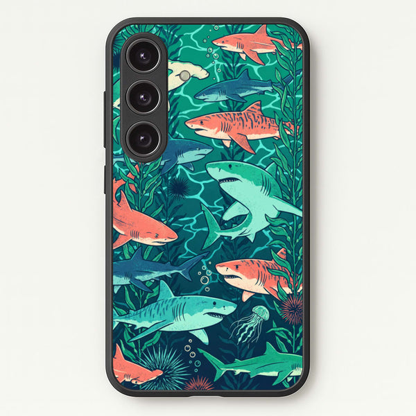 Retro Sharks Phone Case - Galaxy S24 Plus / Standard