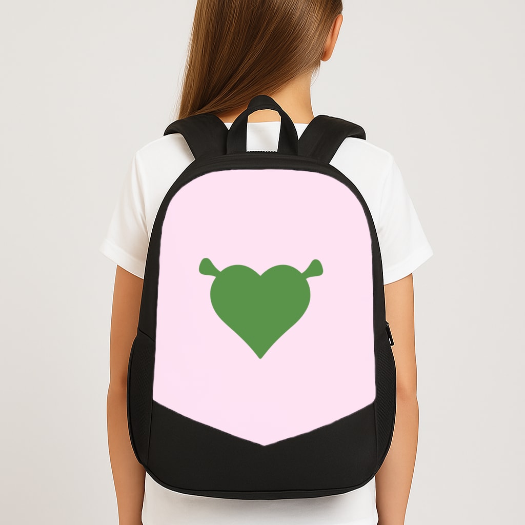 Green Ogre Heart Large School Bag