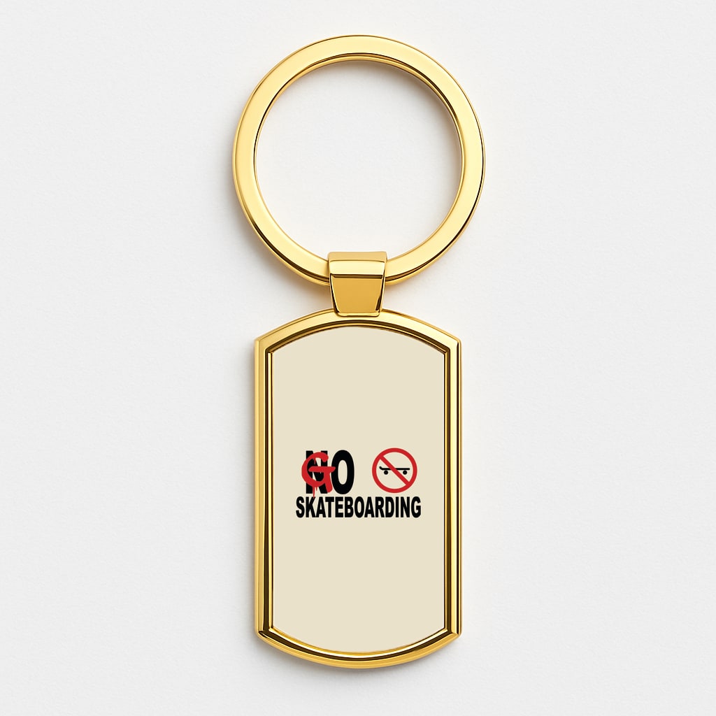 Go Skateboarding - Skate Aesthetic Gold Keyring