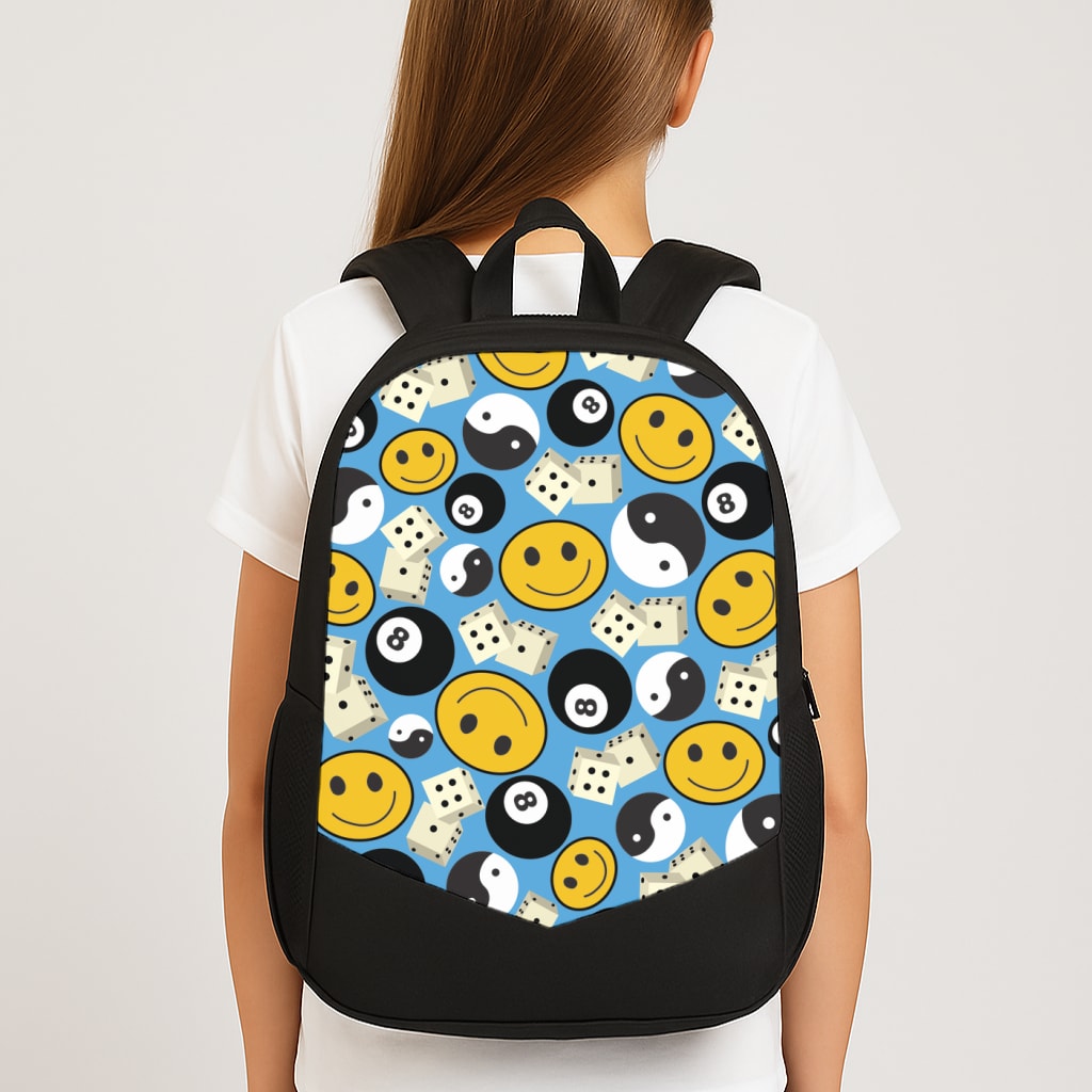 8 Ball Pattern - Skate Aesthetic  Large School Bag