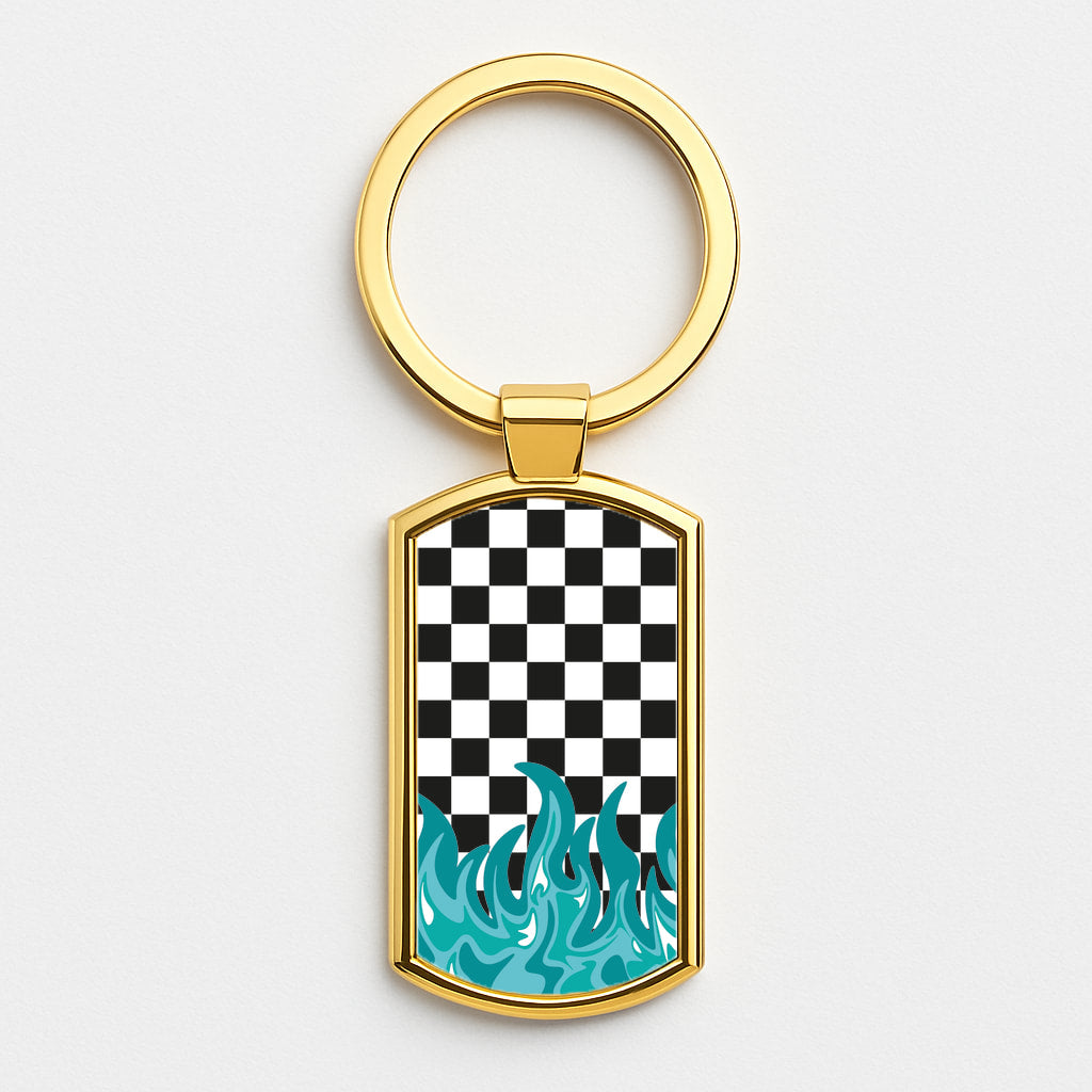 Blue Flame - Skate Aesthetic Gold Keyring