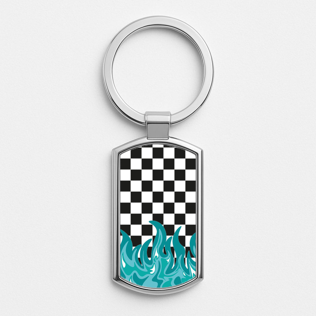 Blue Flame - Skate Aesthetic Silver Keyring