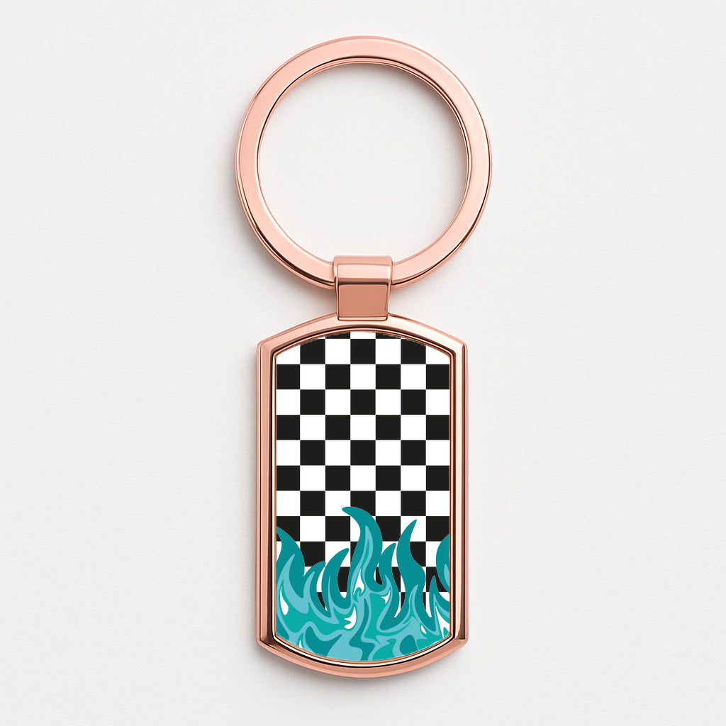 Blue Flame - Skate Aesthetic Rose Gold Keyring
