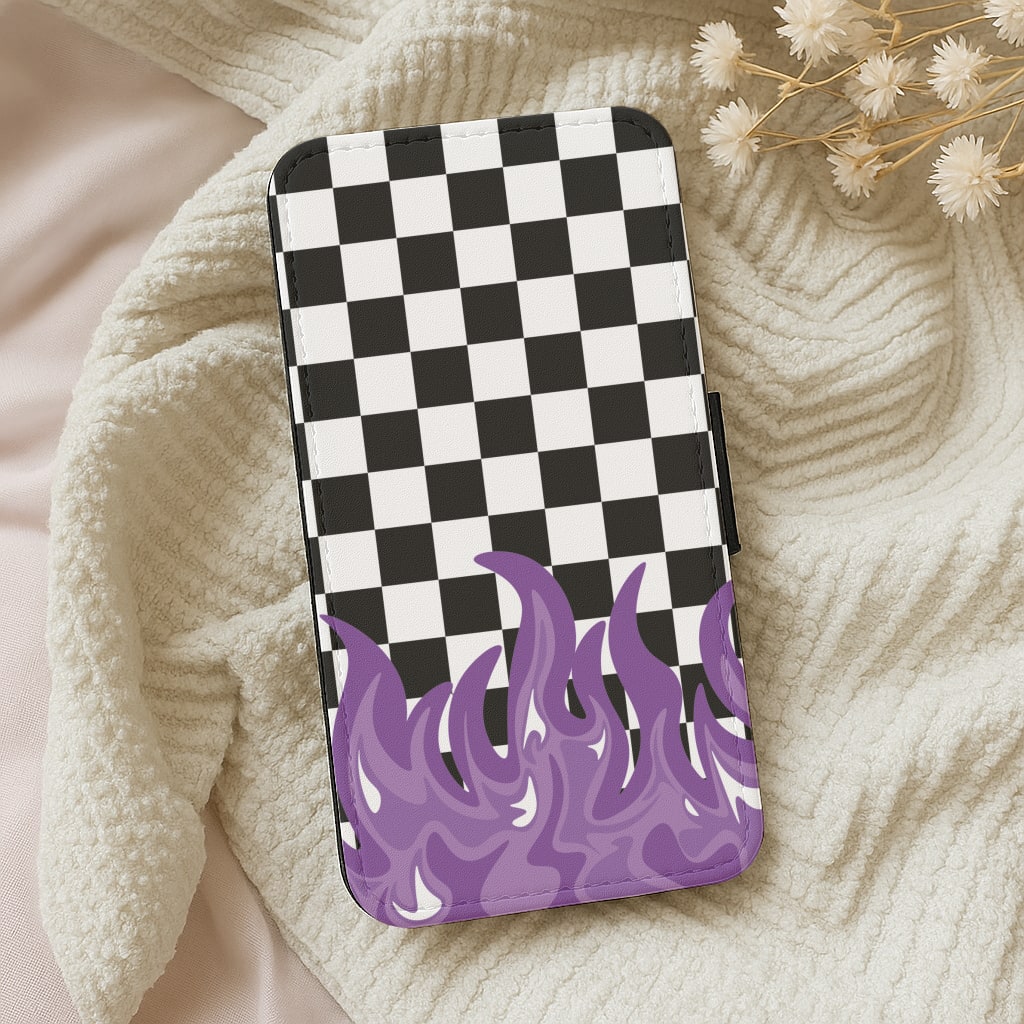 Purple Flame - Skate Aesthetic Wallet Phone Case