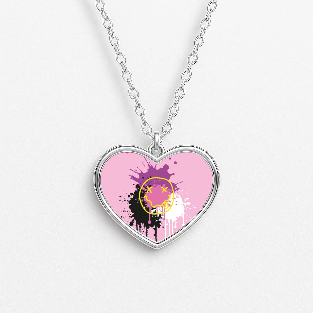 Pink Graffiti - Skate Aesthetic Heart Necklace
