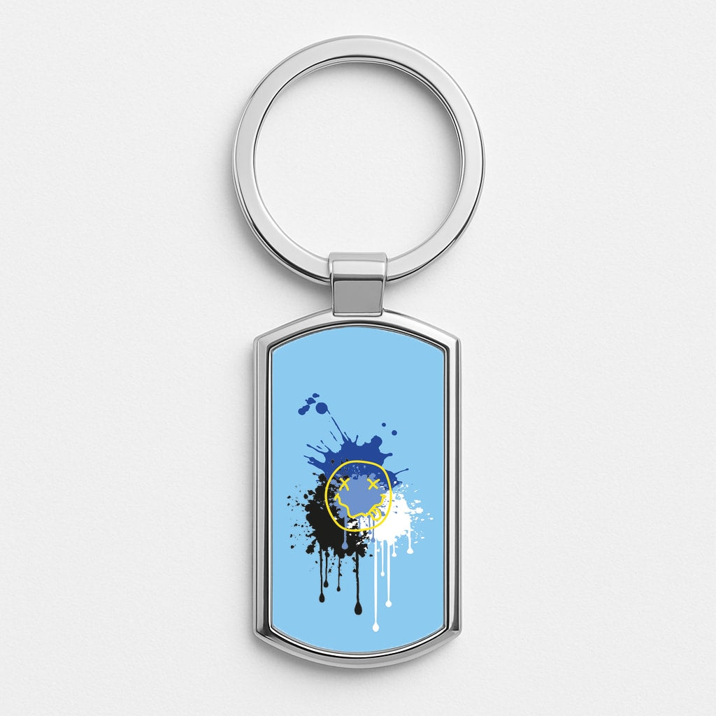 Blue Graffiti - Skate Aesthetic Silver Keyring