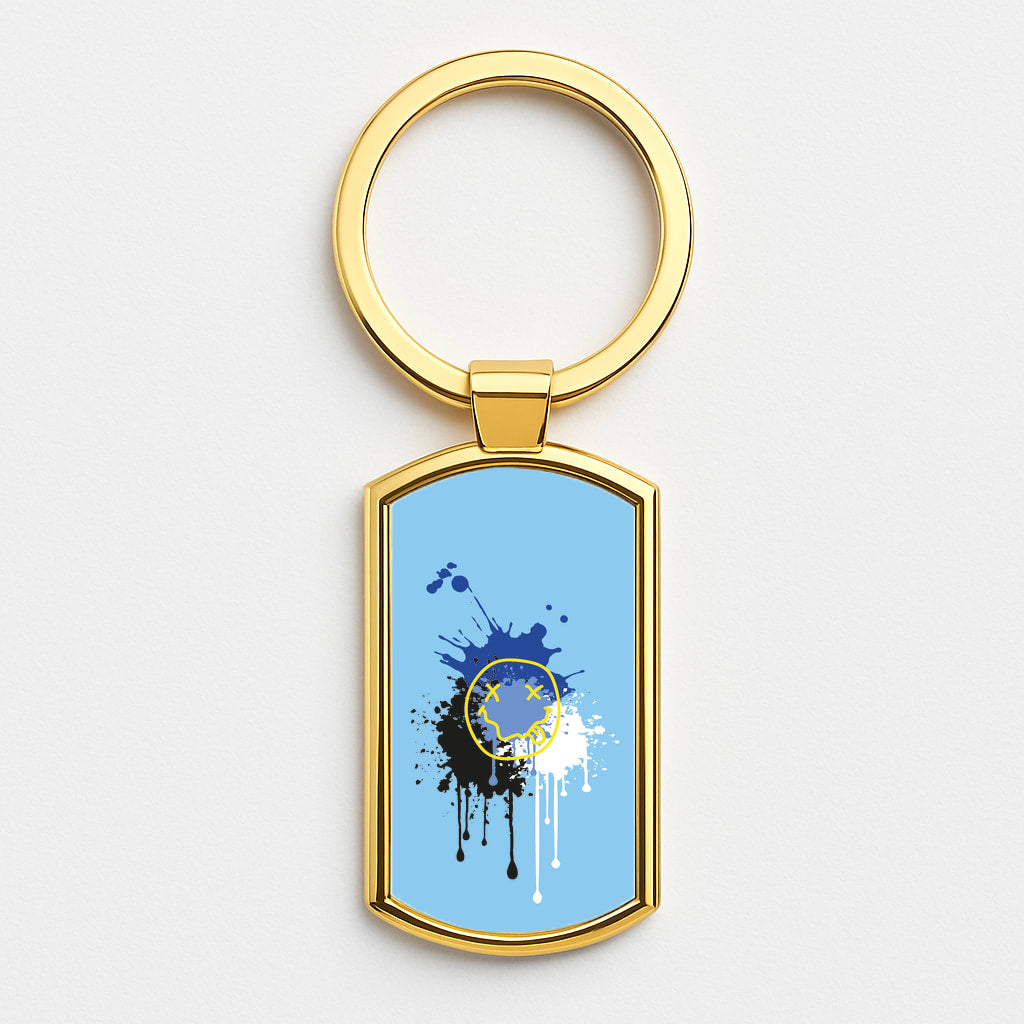 Blue Graffiti - Skate Aesthetic Gold Keyring