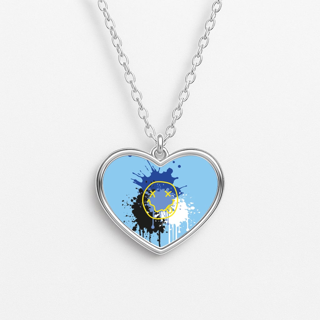 Blue Graffiti - Skate Aesthetic Heart Necklace
