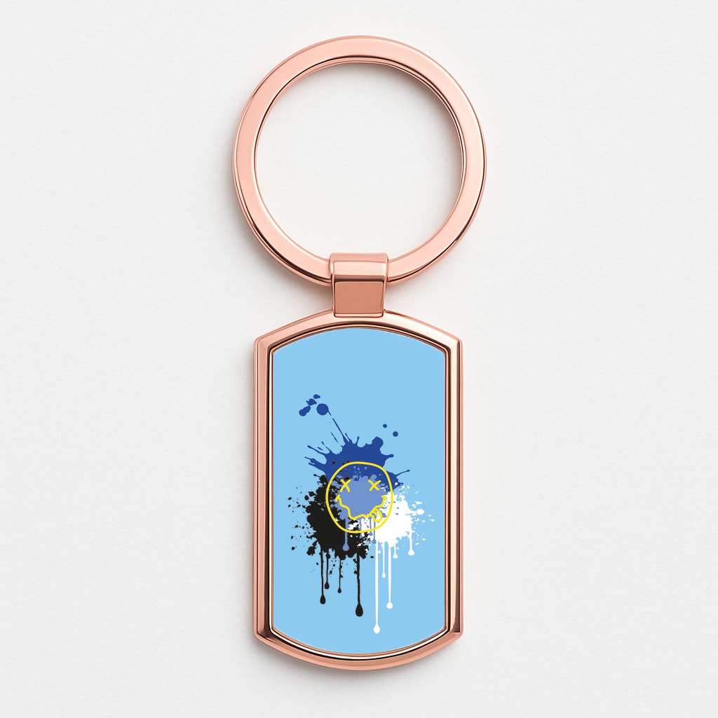 Blue Graffiti - Skate Aesthetic Rose Gold Keyring