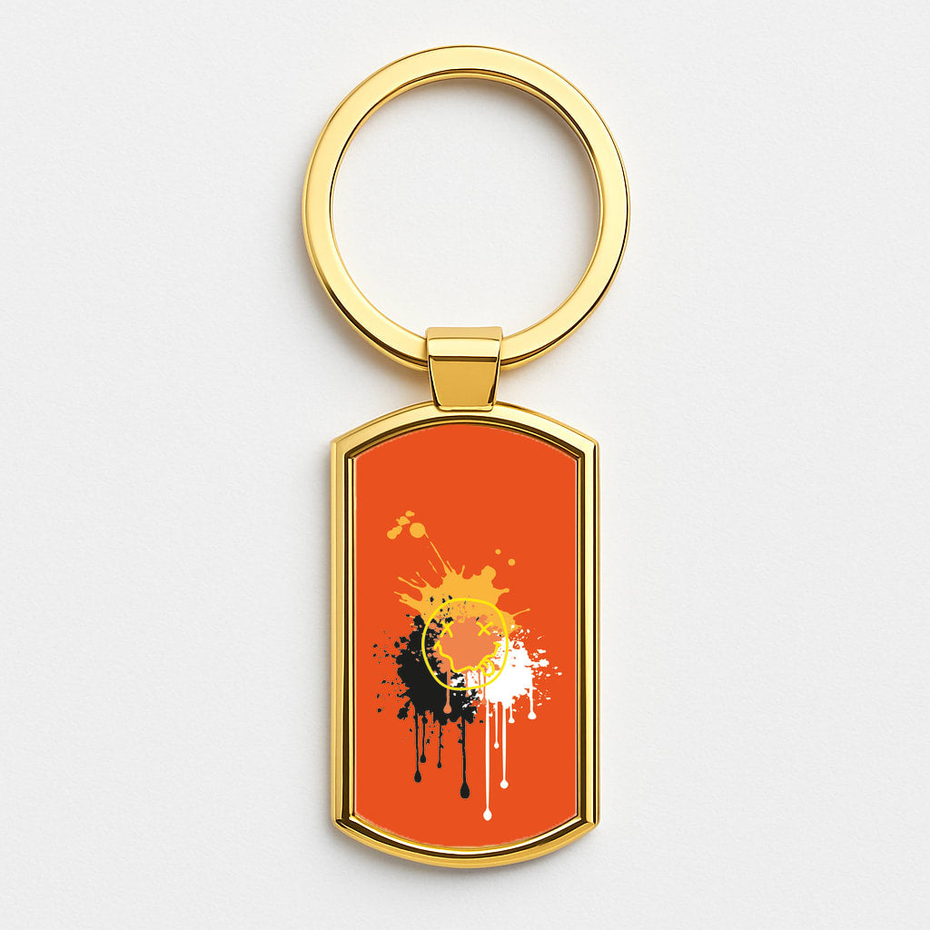 Orange Graffiti - Skate Aesthetic Gold Keyring