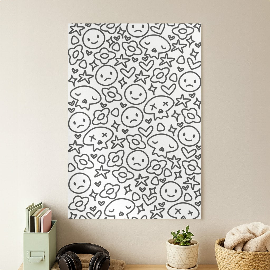 White Skulls - Skate Aesthetic Poster