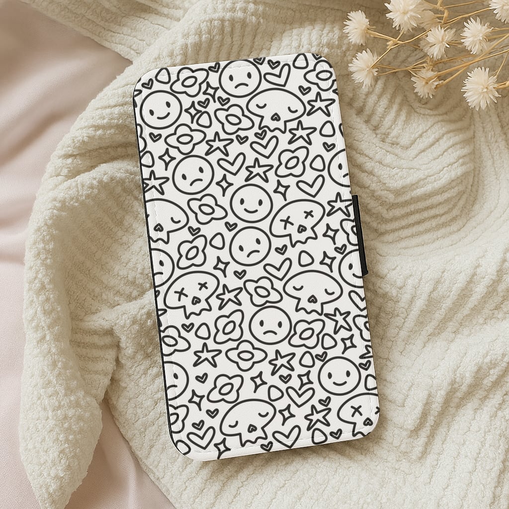 White Skulls - Skate Aesthetic Wallet Phone Case