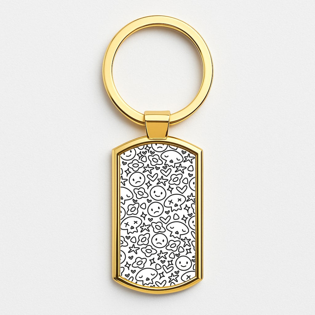 White Skulls - Skate Aesthetic Gold Keyring