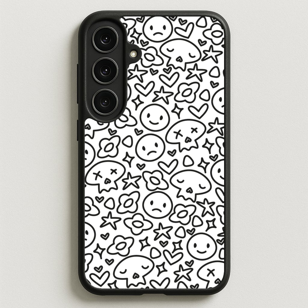 White Skulls - Skate Aesthetic Phone Case for Galaxy S25FE