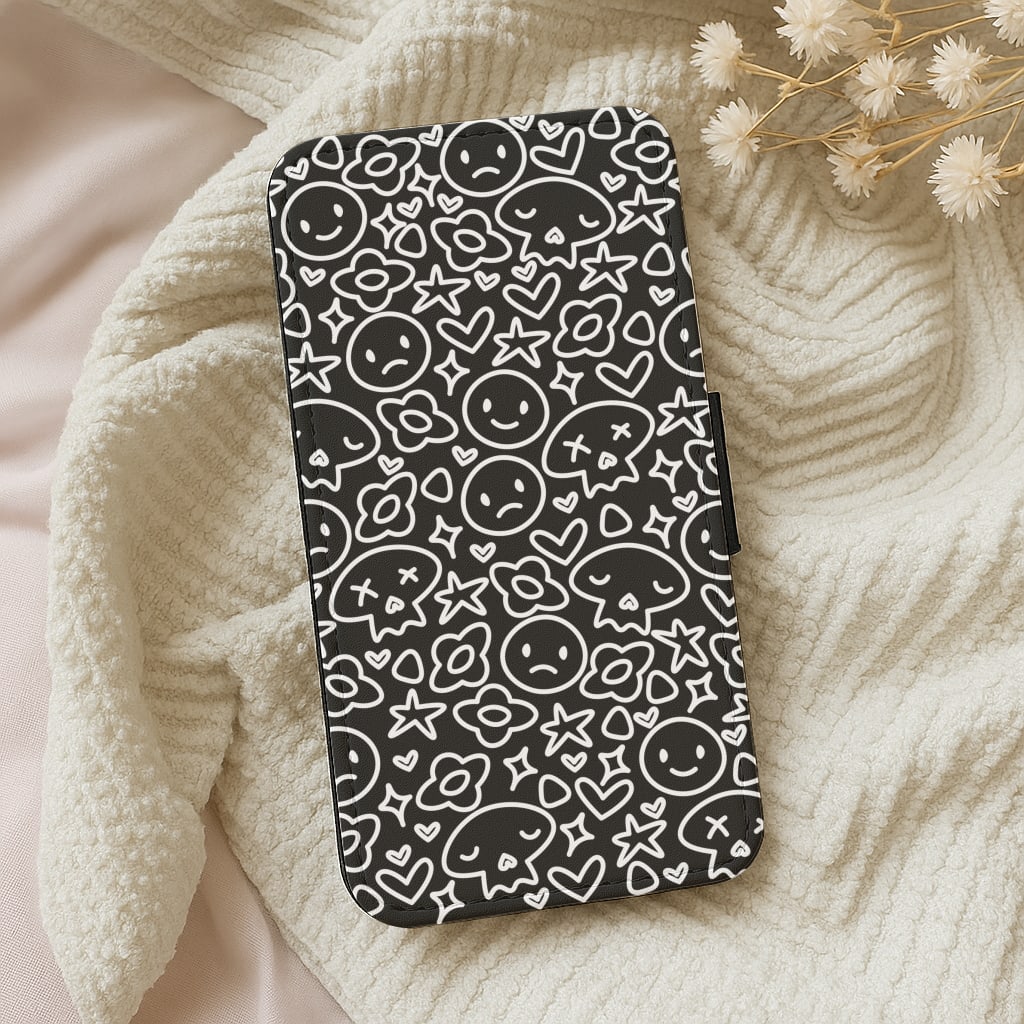 Black Skulls - Skate Aesthetic Wallet Phone Case