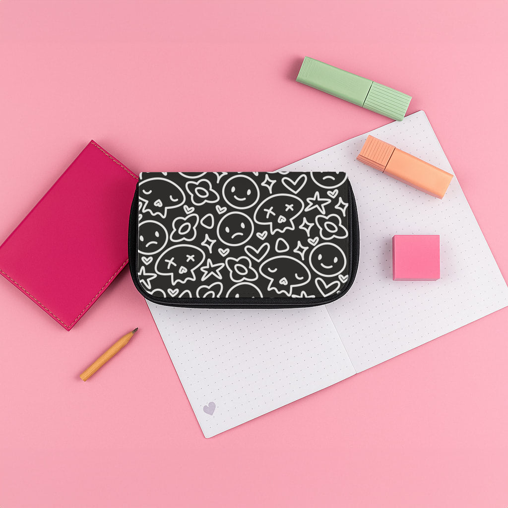 Black Skulls - Skate Aesthetic Pencil Case