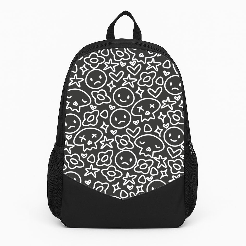 Black Skulls - Skate Aesthetic Large Backpack