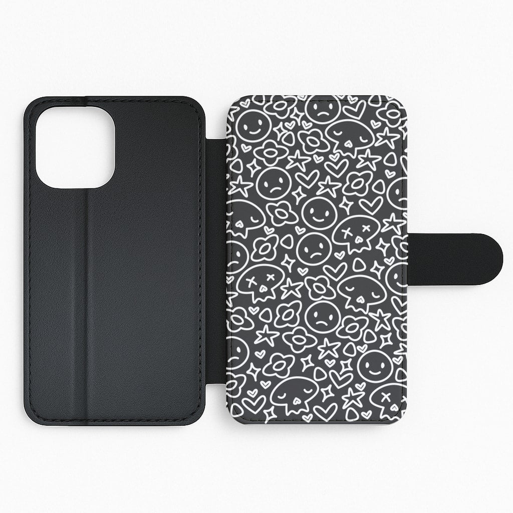 Black Skulls - Skate Aesthetic Flip Phone Case