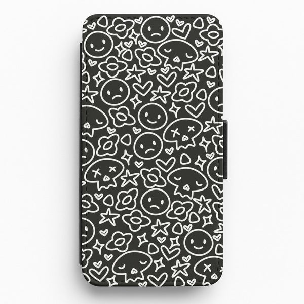 Black Skulls - Skate Aesthetic Flip / Wallet Phone Case