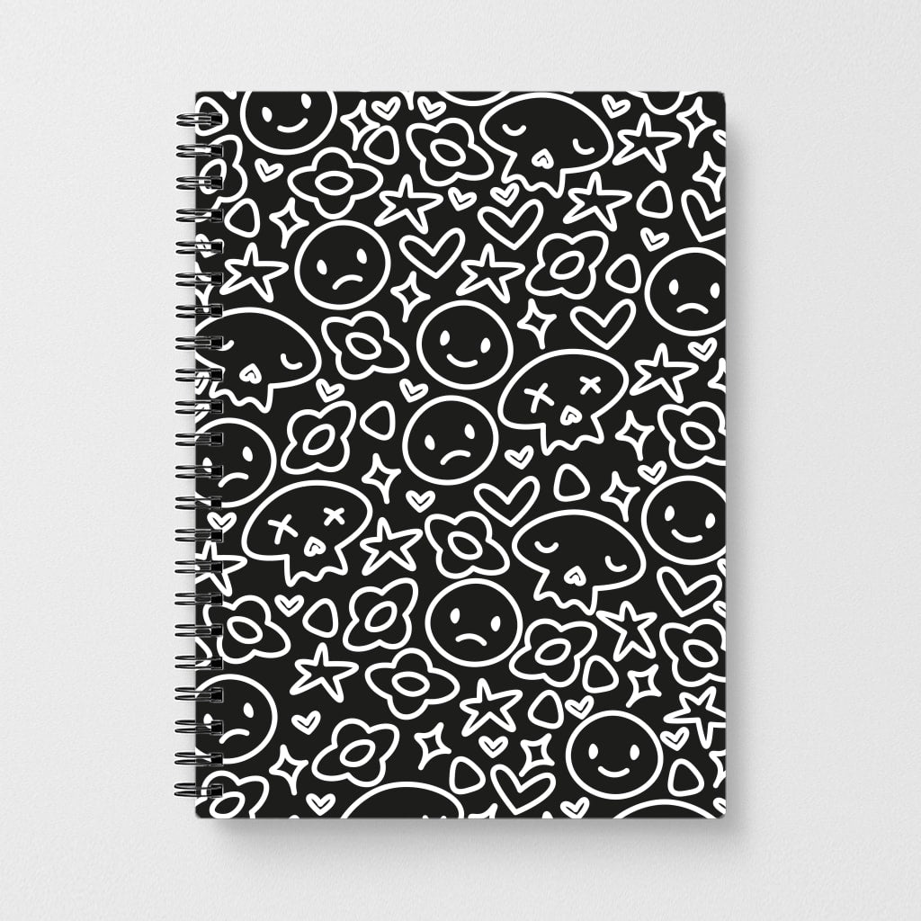 Black Skulls - Skate Aesthetic  Notebook
