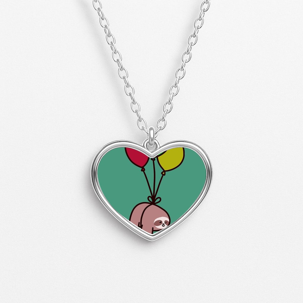 Balloon Sloth Heart Necklace