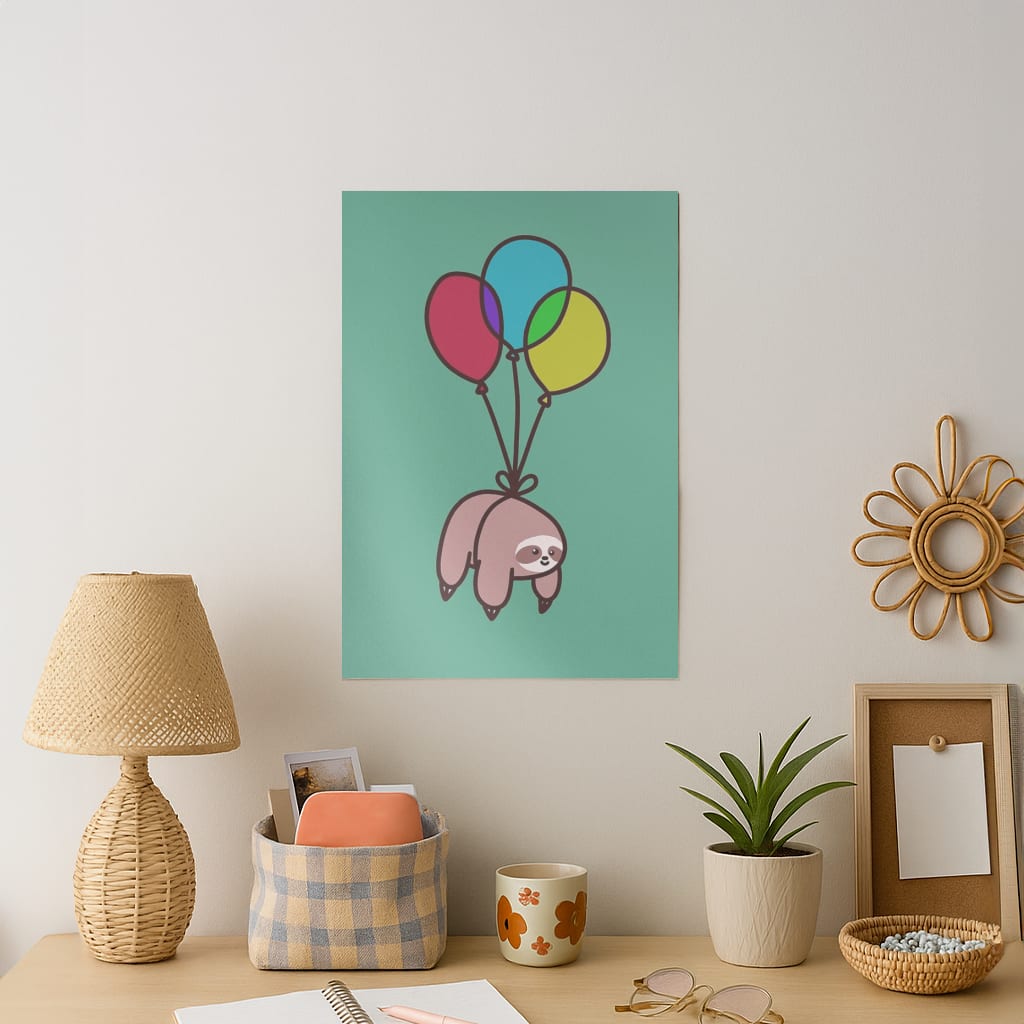 Balloon Sloth Art Print
