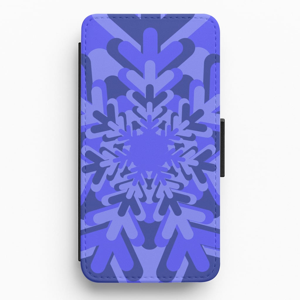 Blue - Colourful Snowflakes Flip / Wallet Phone Case