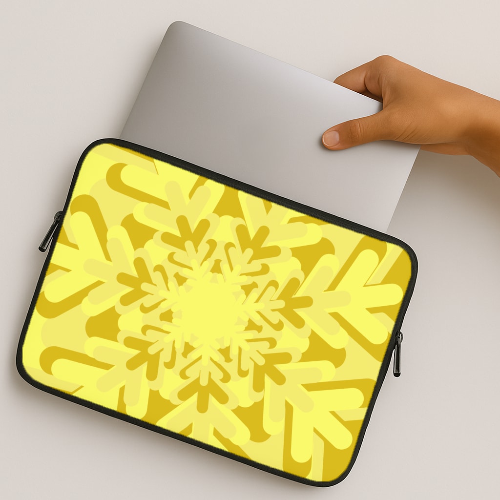 Yellow - Colourful Snowflakes MacBook Case