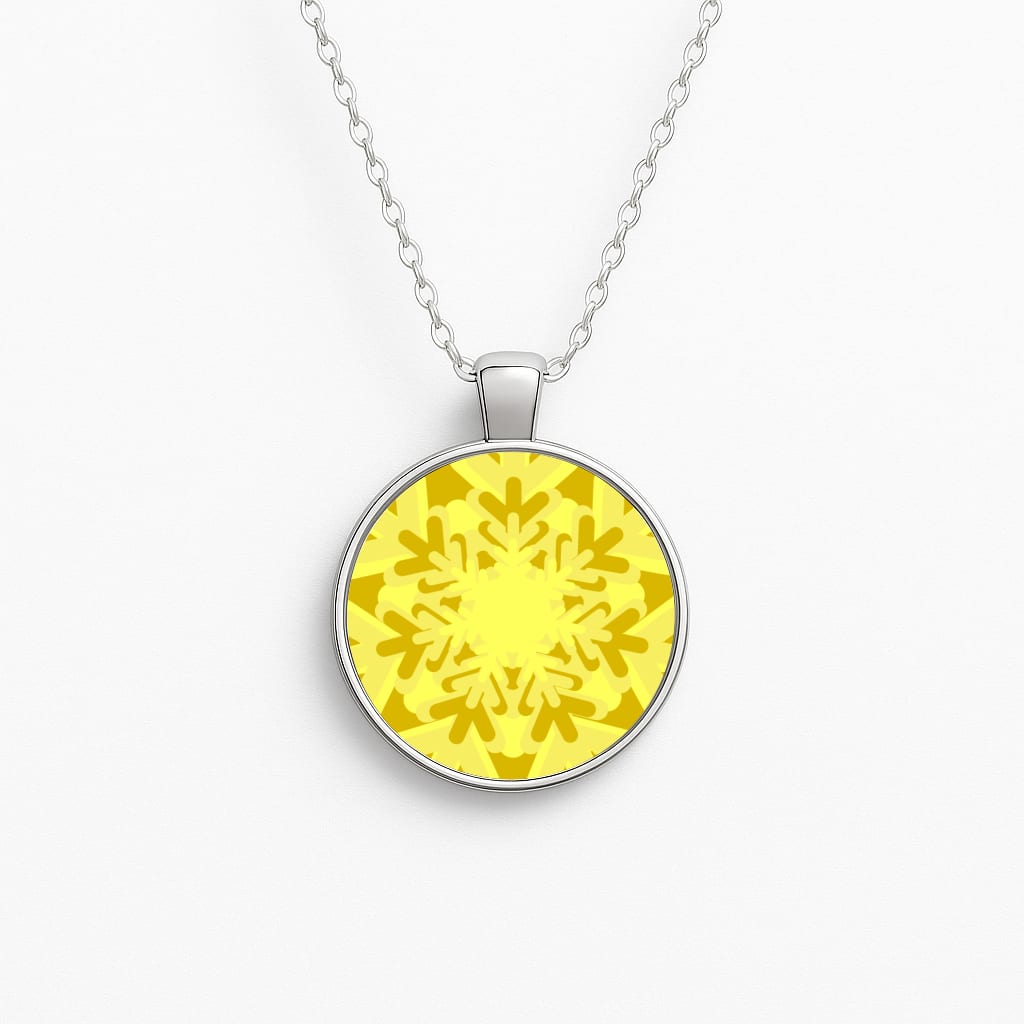 Yellow - Colourful Snowflakes Circle Necklace