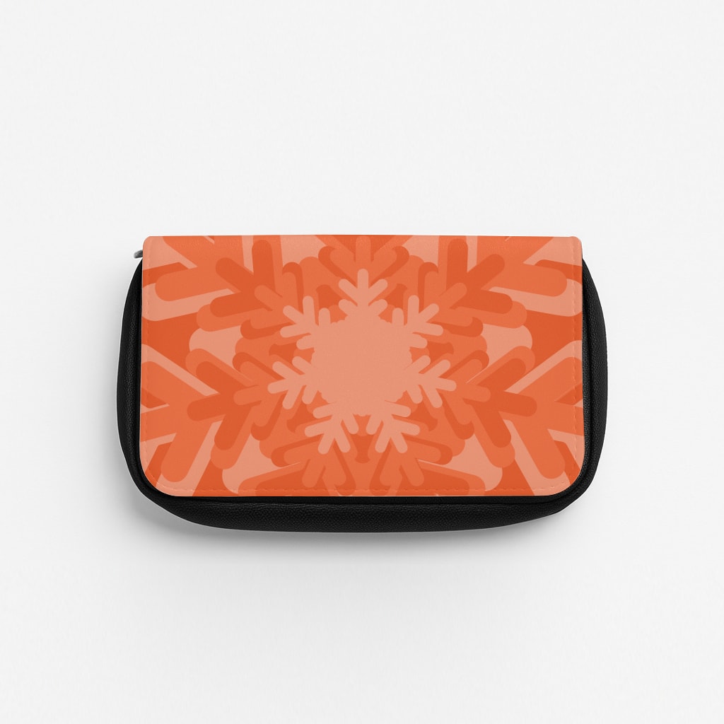 Orange - Colourful Snowflakes Pencil Case