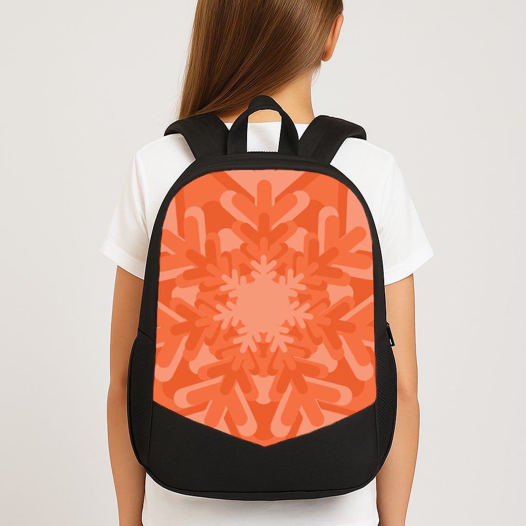 Orange - Colourful Snowflakes Large School Bag