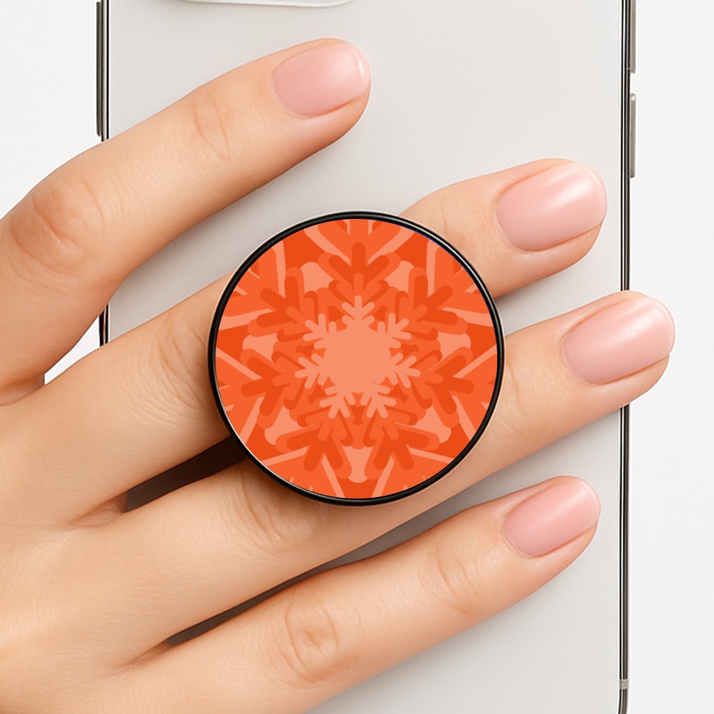 Orange - Colourful Snowflakes Phone Grip