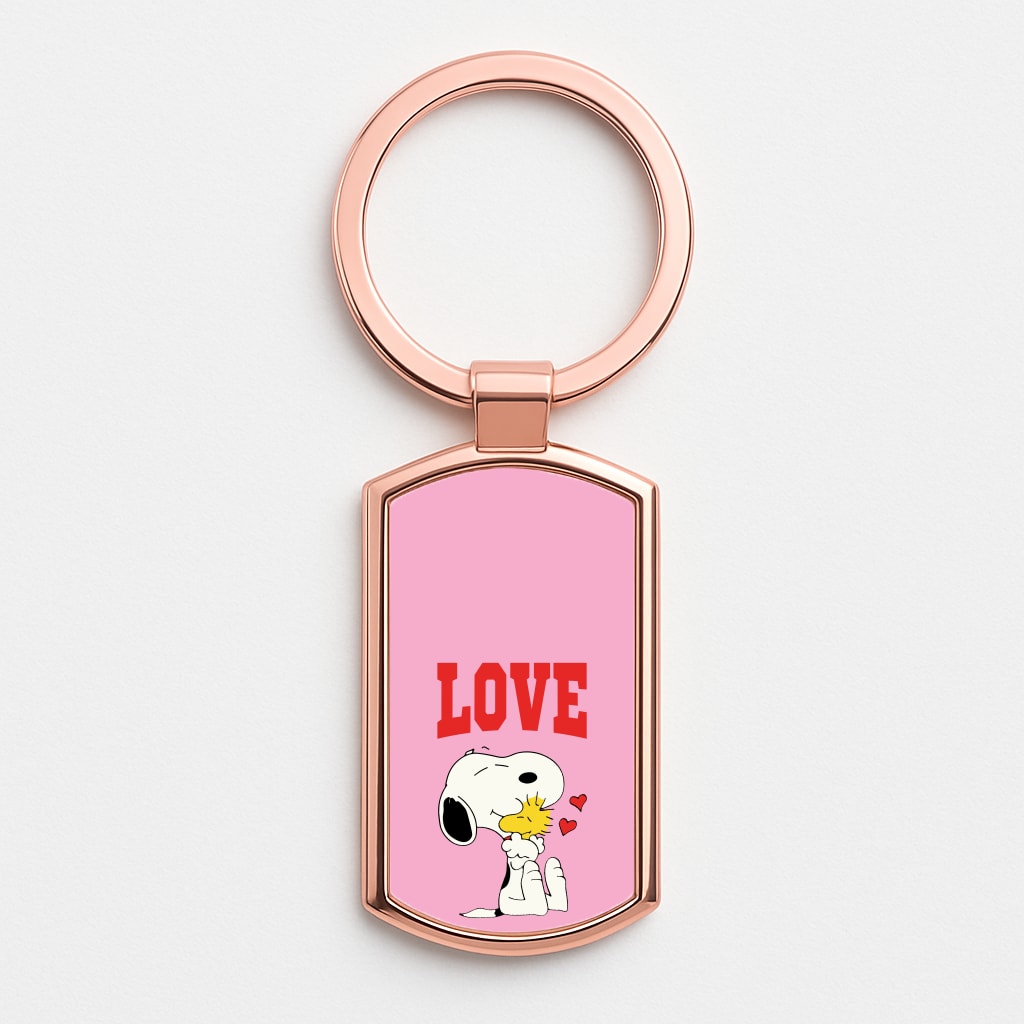 Love Cartoon Beagle Rose Gold Keyring