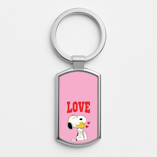 Love Cartoon Beagle Silver Keyring