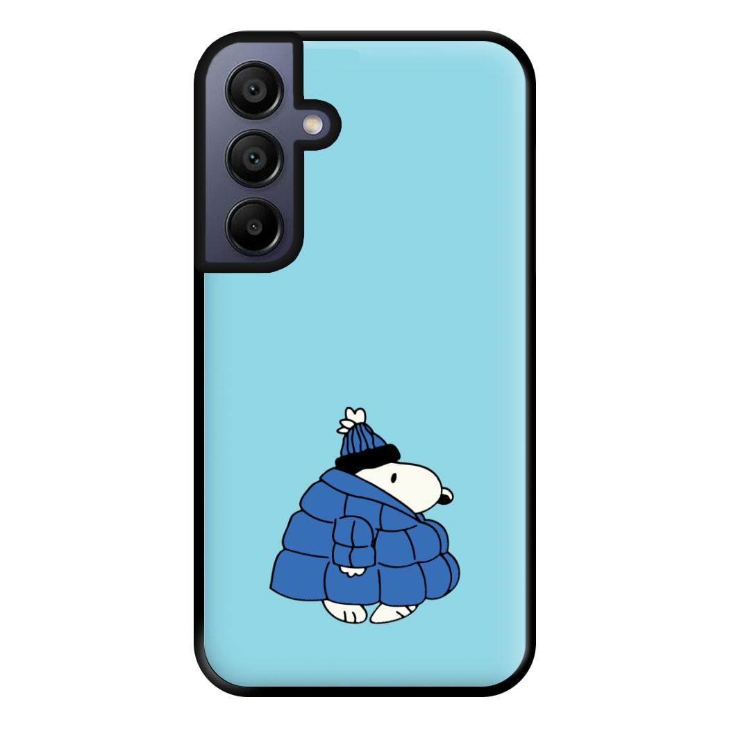 Cartoon Beagle Puffer Jacket Blue Phone Case for Galaxy A16