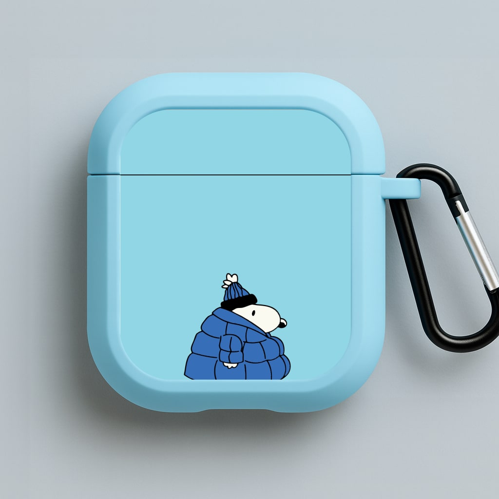 Cartoon Beagle Puffer Jacket Blue Blue AirPods Case