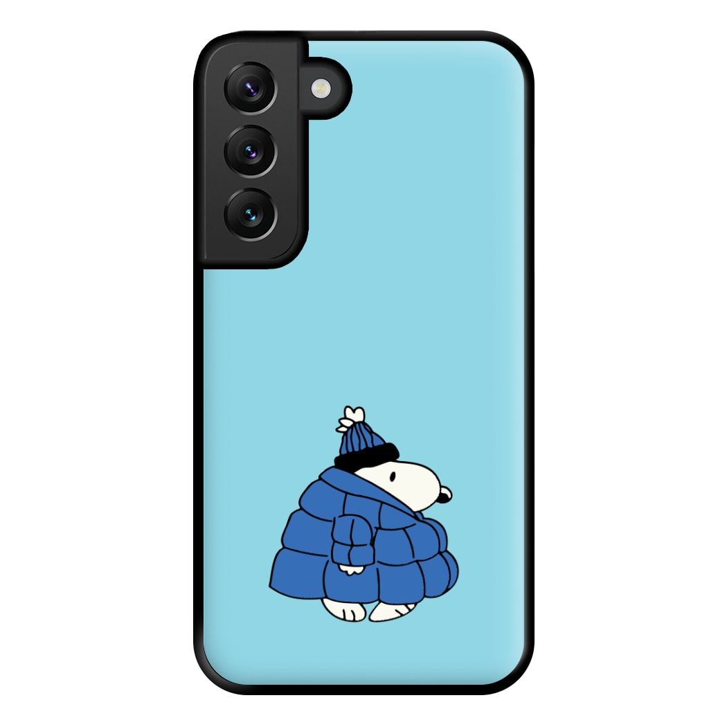 Cartoon Beagle Puffer Jacket Blue Phone Case for Galaxy S22 Plus