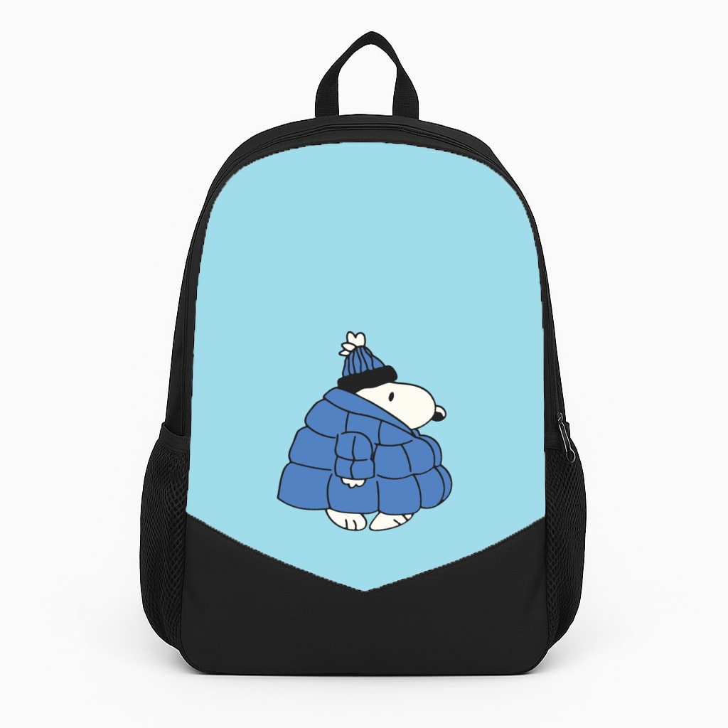 Cartoon Beagle Puffer Jacket Blue Backpack
