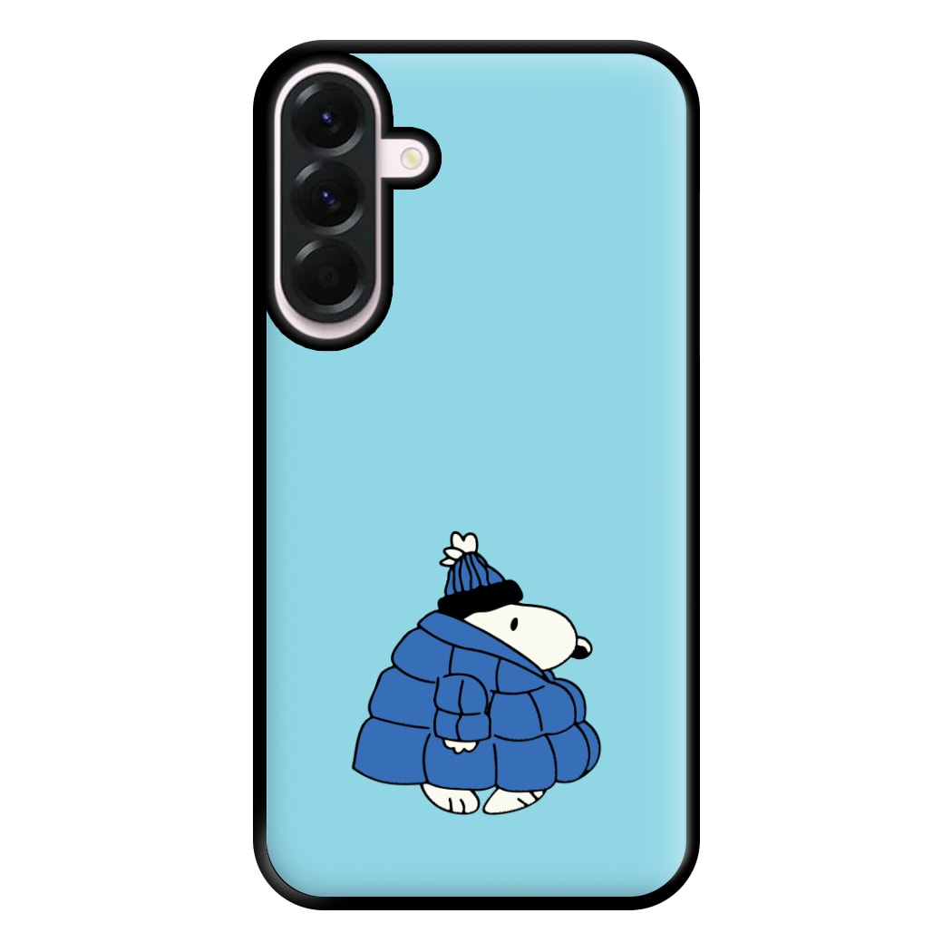 Cartoon Beagle Puffer Jacket Blue Phone Case for Galaxy A36