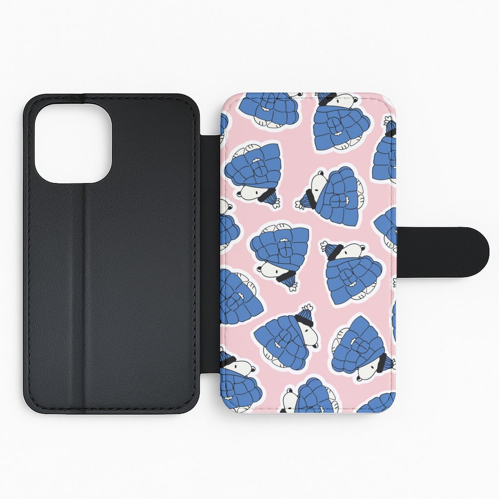 Cartoon Beagle Puffer Jacket Pattern Flip Phone Case