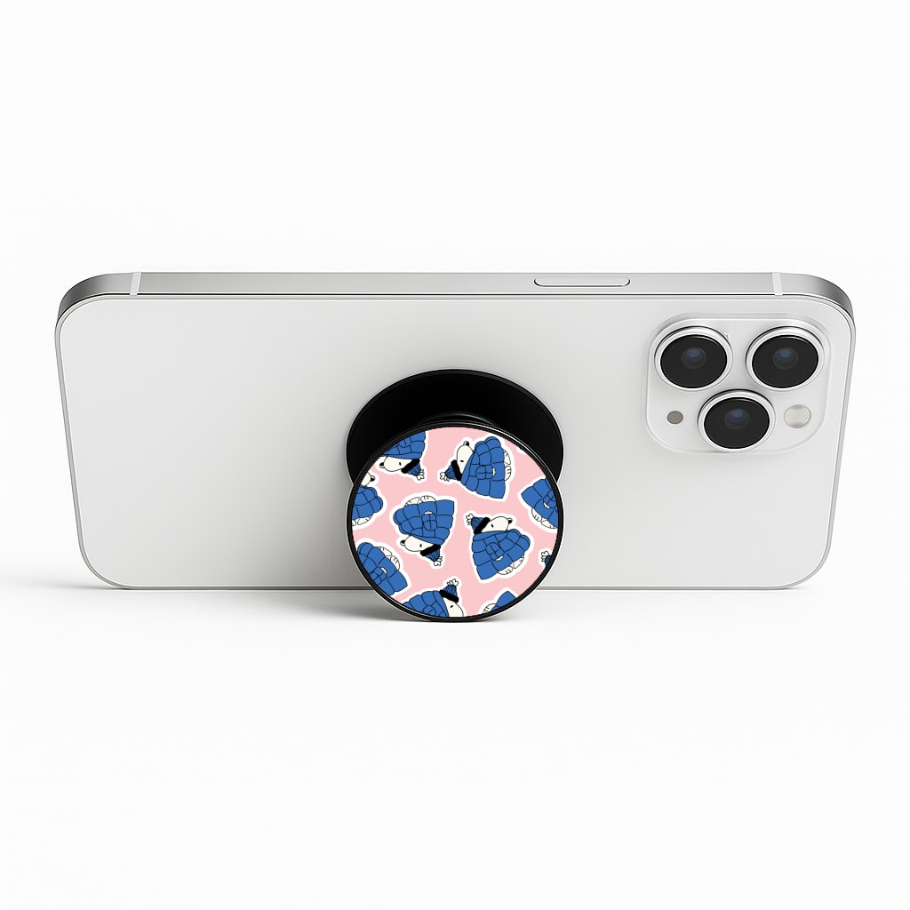 Cartoon Beagle Puffer Jacket Pattern Phone Stand