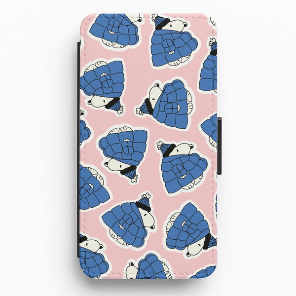 Cartoon Beagle Puffer Jacket Pattern Flip / Wallet Phone Case