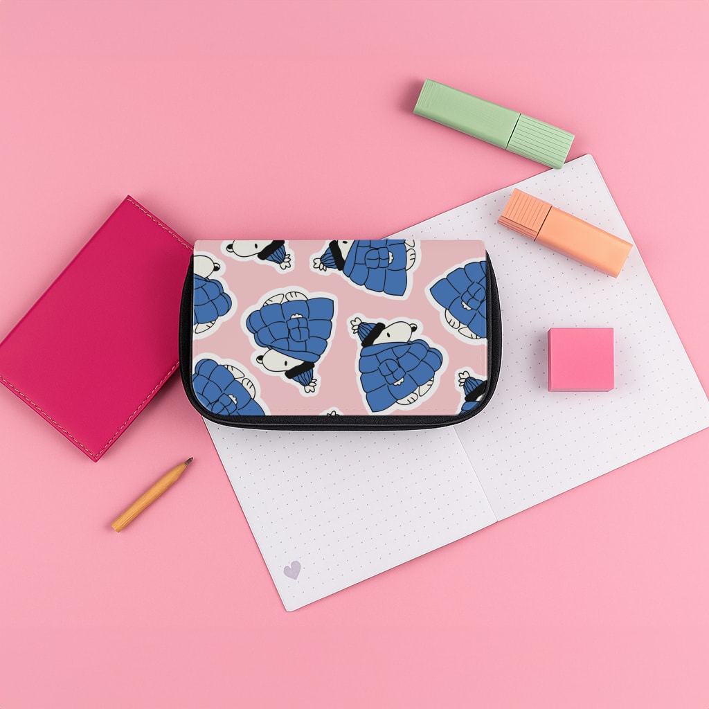 Cartoon Beagle Puffer Jacket Pattern Pencil Case